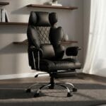 DROGO Ergonomic Office Chair for Work from Home 400LBS, PU Leather Computer Chair for Study with High Back, Cushion Seat, Armrest, Head & Lumbar Support | Gaming Chair with Footrest & Recline (Black)