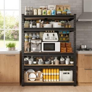 JD FRESH 3-Shelf Adjustable Boltless Metal Shelving Unit/30 x 24 x 12 Inch Metal Storage Rack with Wooden Planks
