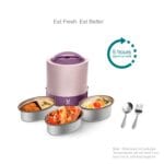 VAYA TYFFYN Lunch Box for Office for Men, with Polished Stainless Steel Containers