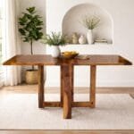 ANGEL FURNITURE Solid Sheesham Wood Foldable Dining Table Compact Design (Plain Top, Honey Finish)