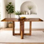 ANGEL FURNITURE Solid Sheesham Wood Foldable Dining Table Compact Design (Plain Top, Honey Finish)