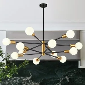 ELEPHANTBOAT® Modern Metal Chandelier Light Fixture,12-Light Modern Flush Mount Ceiling Light for Living Room,Iron Cast Ceiling for Bedroom Dining Room Office E27 Bubble Not Included