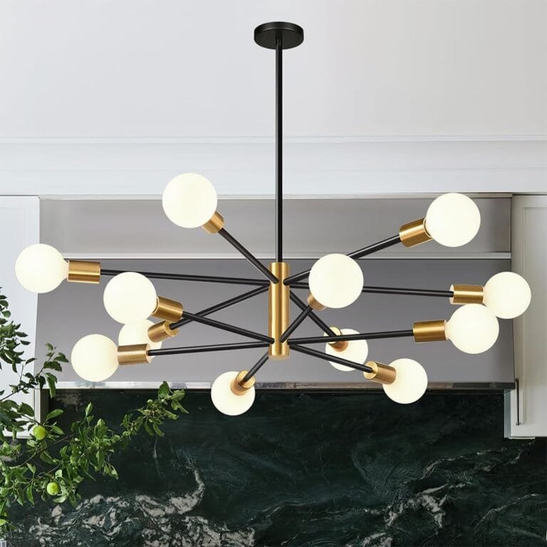 ELEPHANTBOAT® Modern Metal Chandelier Light Fixture,12-Light Modern Flush Mount Ceiling Light for Living Room,Iron Cast Ceiling for Bedroom Dining Room Office E27 Bubble Not Included