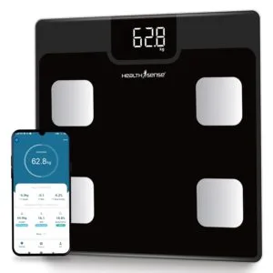 HealthSense BS161 Bluetooth BMI Digital Weight Machine with Fat Analyzer, Smart Body Composition Scale, Mobile App, 12 Body Parameters, LED Display & 1 Year Warranty,150 Kg.