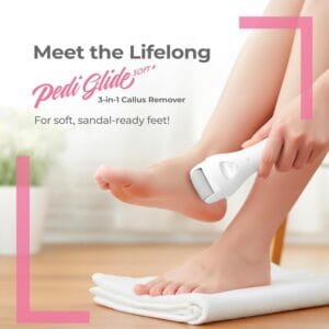 Lifelong PediGlide Soft+ 3-in-1 Callus Remover For Feet | Electronic Foot Scrubber for Dead Skin | 3 Changeable Roller Heads | Focus Light | Dual Speed...