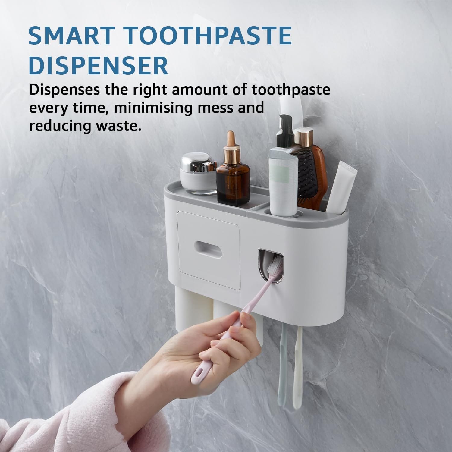Amazon Basics Toothpaste Dispenser and Toothbrush Holder